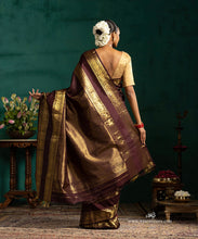 Load image into Gallery viewer, Coke Brown Pure Silk Kanjivaram Saree With Annapakshi And Rudraksh Booti And Annapakshi Border