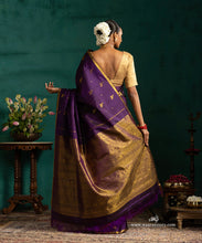 Load image into Gallery viewer, Purple Pure Zari Pure Silk Kanjivaram Saree With Deers And Narrow Annapakshi Border