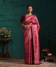 Load image into Gallery viewer, Rust And Gold Pure Kanjivaram Saree With Zari Brocade Weave