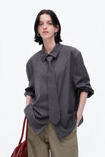 Load image into Gallery viewer, Sheep Wool Blend Grey Striped Shirt
