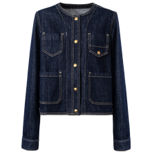Load image into Gallery viewer, Vintage Contrast Line Pocket Denim Jacket
